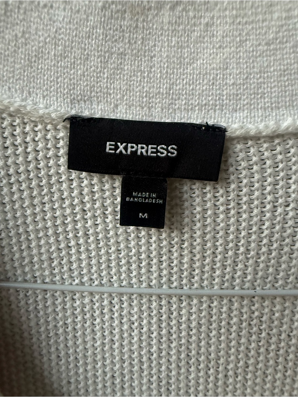Express Cream Short Sleeve Button-Front Knit with Rust-Orange Stripes - Picture 2 of 8
